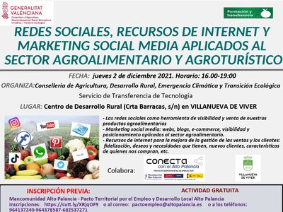 Curso gratuito de Redes Sociales, Recursos de Internet y Marketing aplicados al sector Agroalimentario y Agrotur�stico
