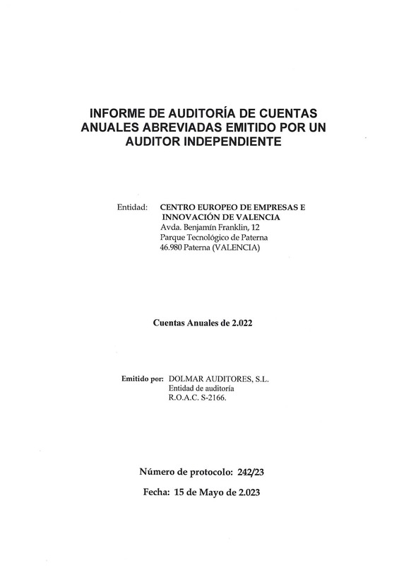 Informe Auditoría CEEI VLC 2023