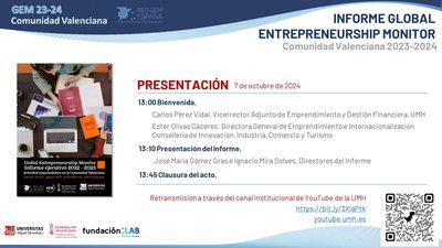 Presentaci�n Informe GEM actividad emprendedora Comunidad Valenciana 23-24