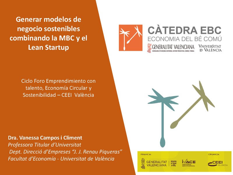 Presentaci�n de Vanessa Campos en el Foro Modelos de negocio sostenible: una apuesta necesaria en la nueva era