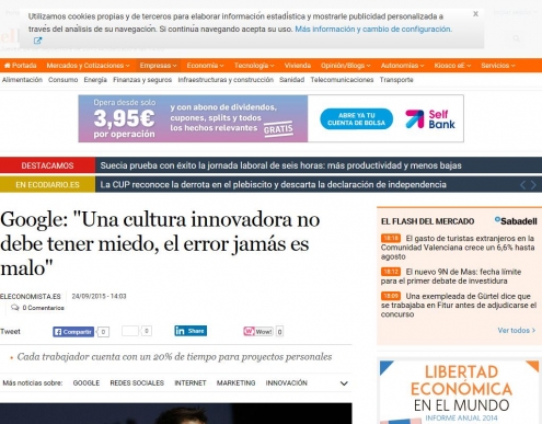 Google: "Una cultura innovadora no debe tener miedo, el error jam�s es malo"
