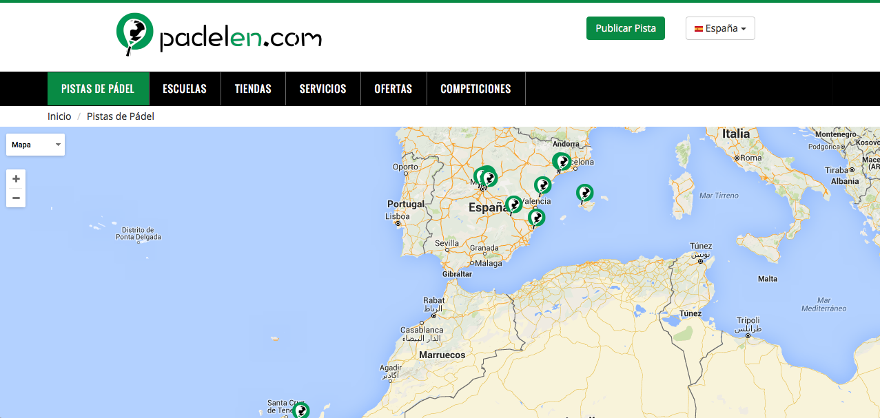 Buscador pistas de p�del | Padelen