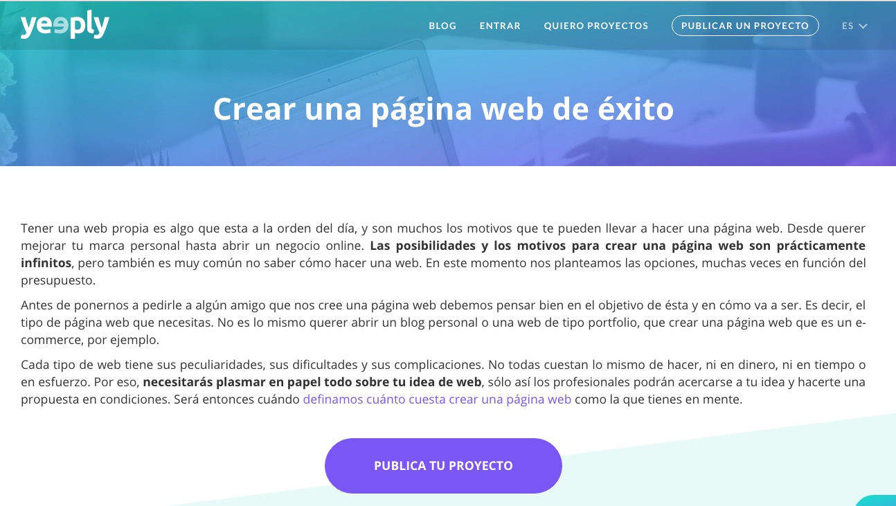 Crear una p�gina web de �xito | Yeeply