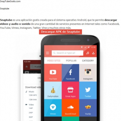 SNAPTUBE - Descargar e instalar Android APK / PC / iOS / ONLINE y gratis