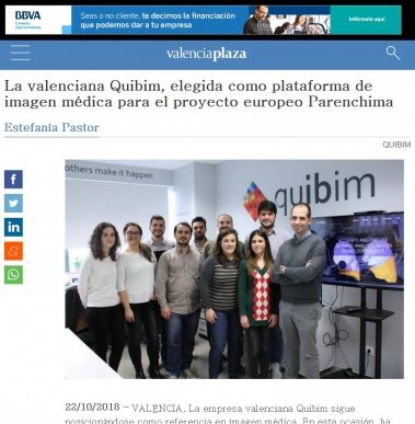 Quibim, elegida como plataforma de imagen m�dica para el proyecto europeo Parenchima