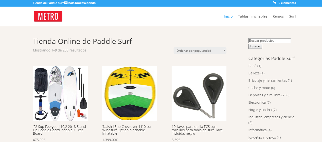 Tienda de Paddle Surf o SUP